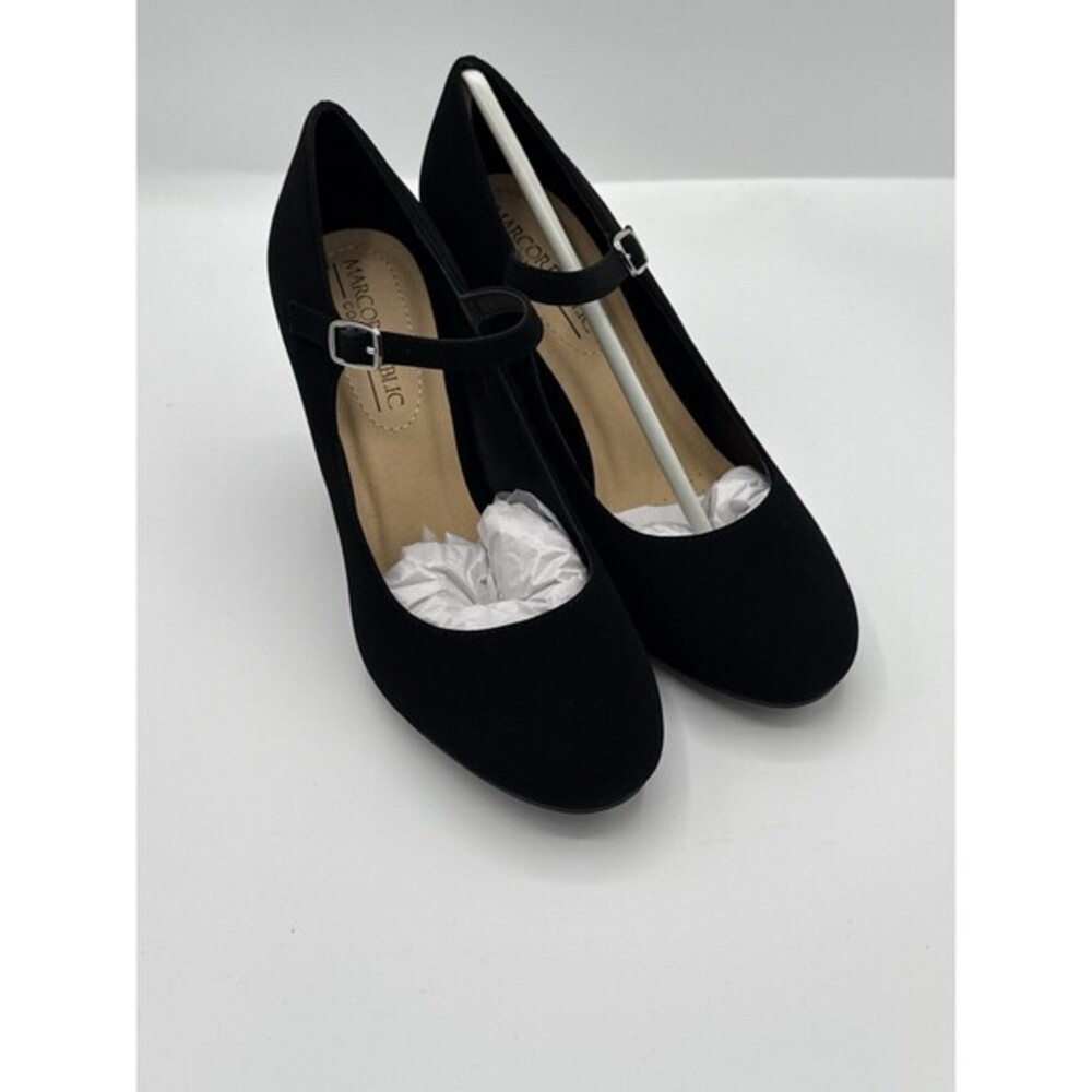 Marco Republic Comfort Monaco‎ black heels Faux Suede Women’s 7.5 NWB!